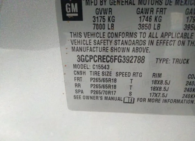 Photo 8 VIN: 3GCPCREC6FG392788 - CHEVROLET SILVERADO 1500 