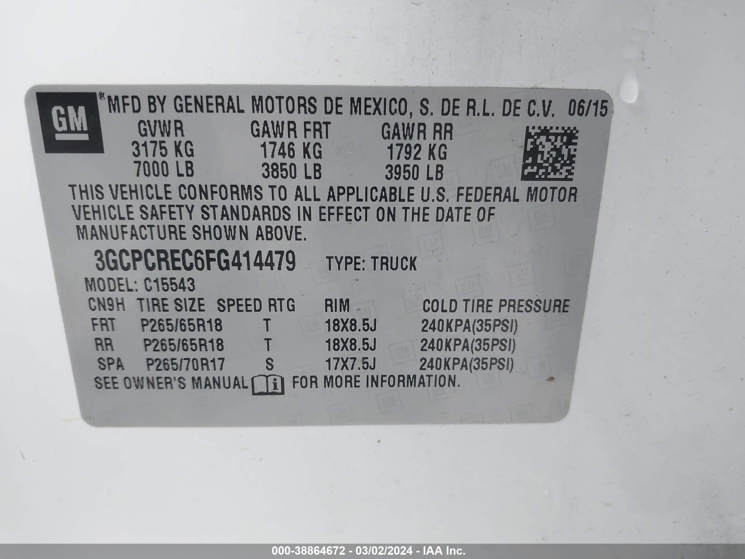 Photo 8 VIN: 3GCPCREC6FG414479 - CHEVROLET SILVERADO 