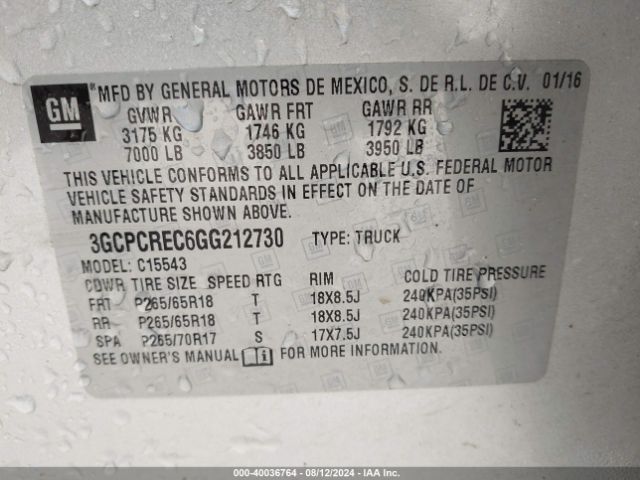 Photo 8 VIN: 3GCPCREC6GG212730 - CHEVROLET SILVERADO 