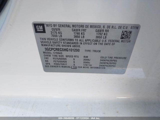 Photo 8 VIN: 3GCPCREC6HG101290 - CHEVROLET SILVERADO 