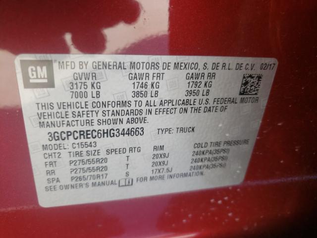 Photo 9 VIN: 3GCPCREC6HG344663 - CHEVROLET SILVERADO 