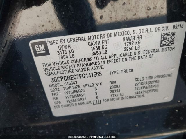 Photo 8 VIN: 3GCPCREC7FG141665 - CHEVROLET SILVERADO 1500 