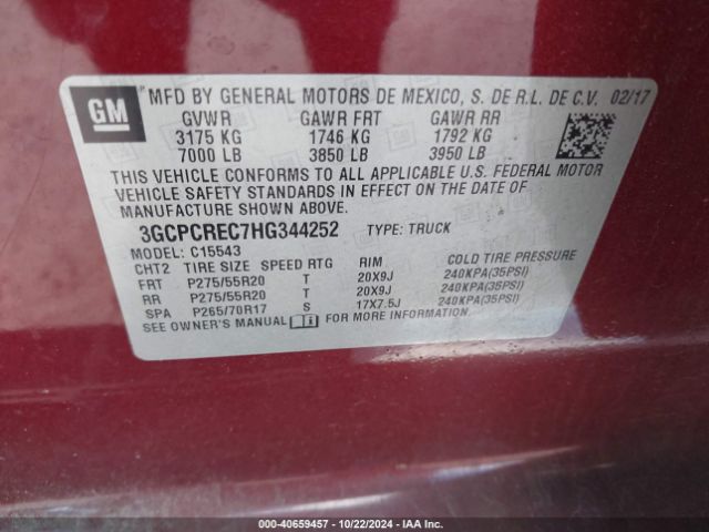 Photo 8 VIN: 3GCPCREC7HG344252 - CHEVROLET SILVERADO 