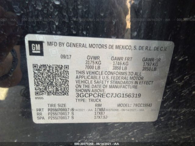 Photo 8 VIN: 3GCPCREC7JG156319 - CHEVROLET SILVERADO 1500 