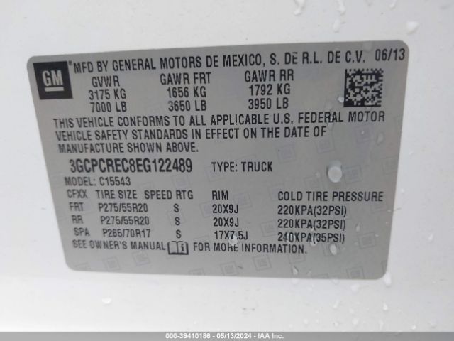 Photo 8 VIN: 3GCPCREC8EG122489 - CHEVROLET SILVERADO 1500 