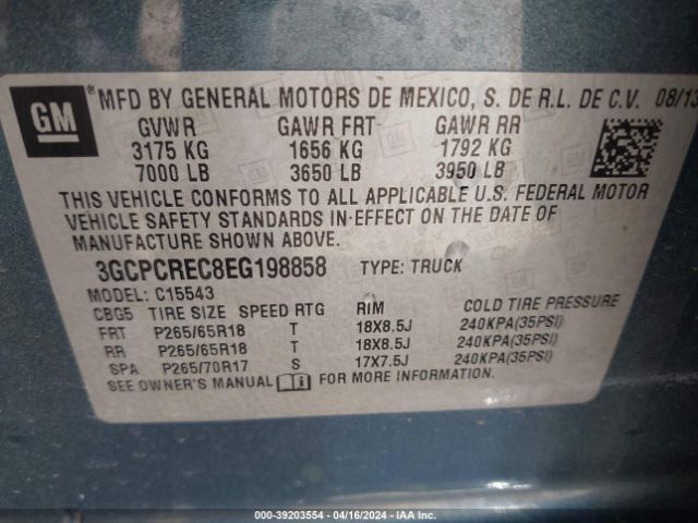 Photo 8 VIN: 3GCPCREC8EG198858 - CHEVROLET SILVERADO 1500 