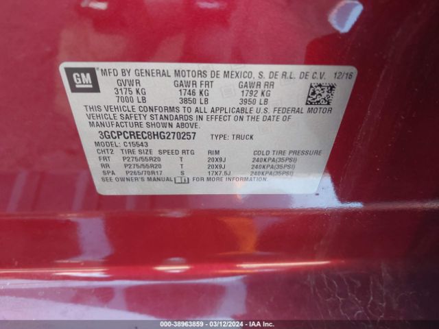 Photo 8 VIN: 3GCPCREC8HG270257 - CHEVROLET SILVERADO 1500 