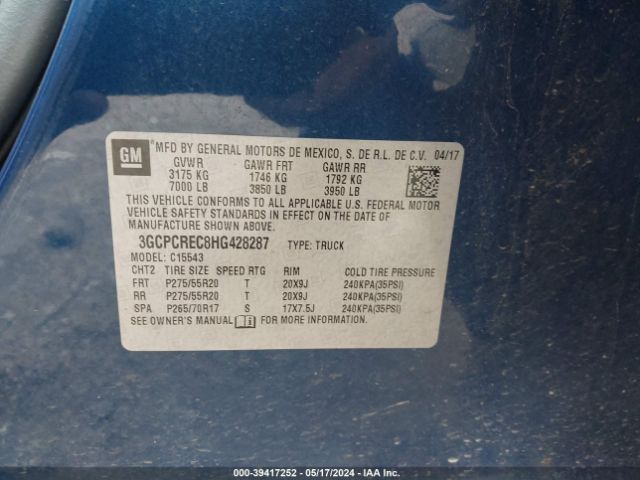 Photo 8 VIN: 3GCPCREC8HG428287 - CHEVROLET SILVERADO 1500 