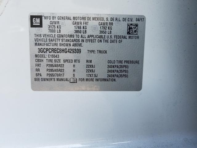 Photo 9 VIN: 3GCPCREC8HG429309 - CHEVROLET SILVERADO 