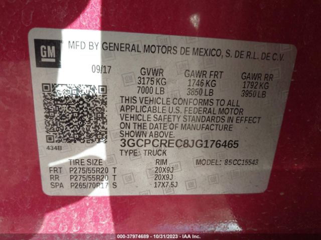 Photo 8 VIN: 3GCPCREC8JG176465 - CHEVROLET SILVERADO 1500 