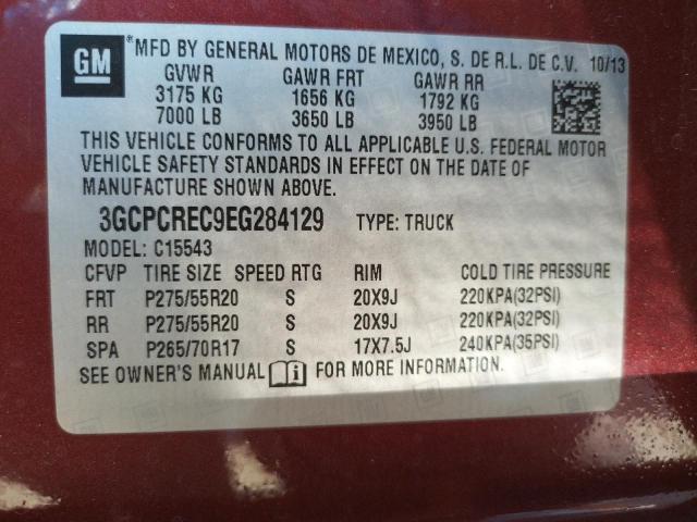 Photo 9 VIN: 3GCPCREC9EG284129 - CHEVROLET SILVERADO 