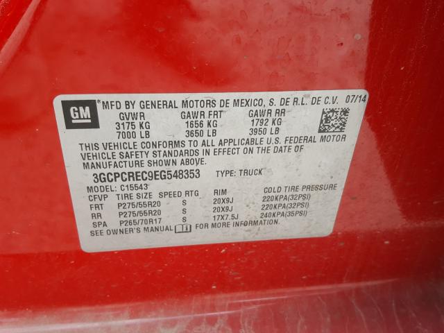 Photo 9 VIN: 3GCPCREC9EG548353 - CHEVROLET SILVERADO 1500 