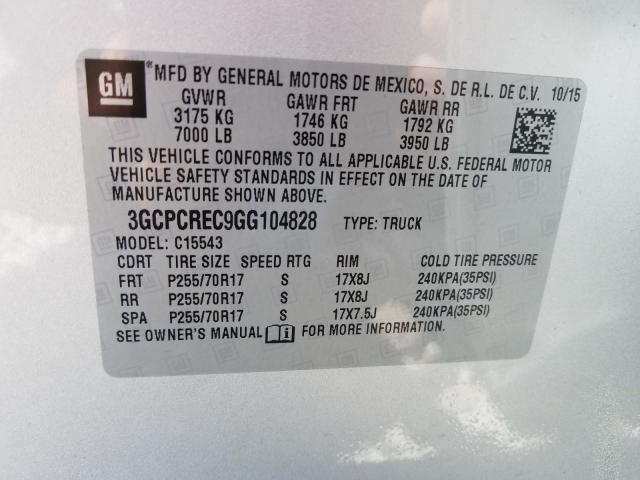 Photo 9 VIN: 3GCPCREC9GG104828 - CHEVROLET SILVERADO 