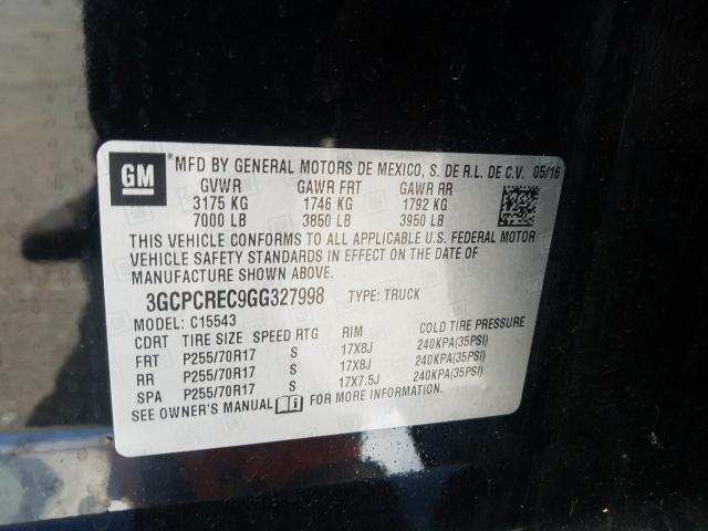 Photo 9 VIN: 3GCPCREC9GG327998 - CHEVROLET SILVERADO 