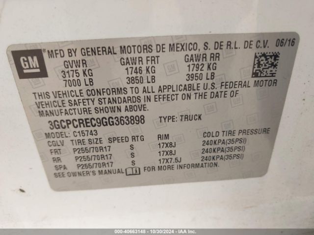 Photo 8 VIN: 3GCPCREC9GG363898 - CHEVROLET SILVERADO 