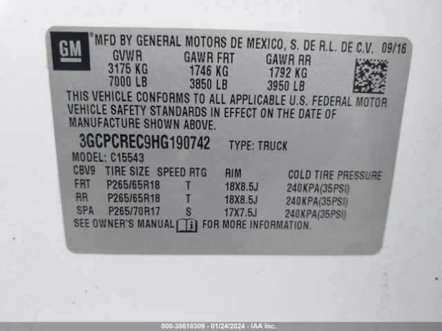 Photo 8 VIN: 3GCPCREC9HG190742 - CHEVROLET SILVERADO 1500 