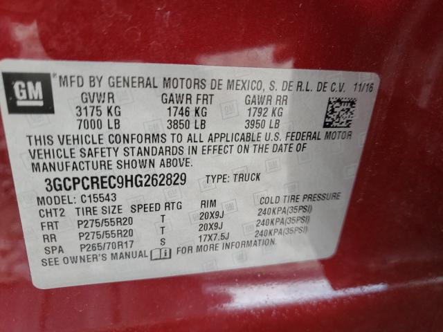 Photo 9 VIN: 3GCPCREC9HG262829 - CHEVROLET SILVERADO 