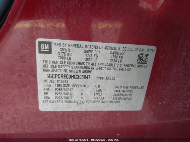 Photo 8 VIN: 3GCPCREC9HG305047 - CHEVROLET SILVERADO 