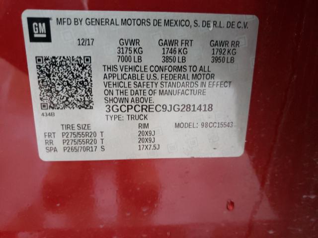 Photo 9 VIN: 3GCPCREC9JG281418 - CHEVROLET SILVERADO 