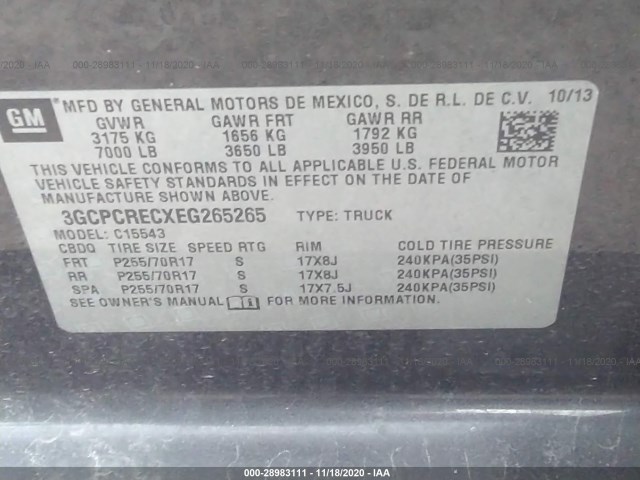 Photo 8 VIN: 3GCPCRECXEG265265 - CHEVROLET SILVERADO 1500 