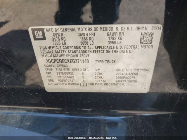 Photo 8 VIN: 3GCPCRECXEG371148 - CHEVROLET SILVERADO 