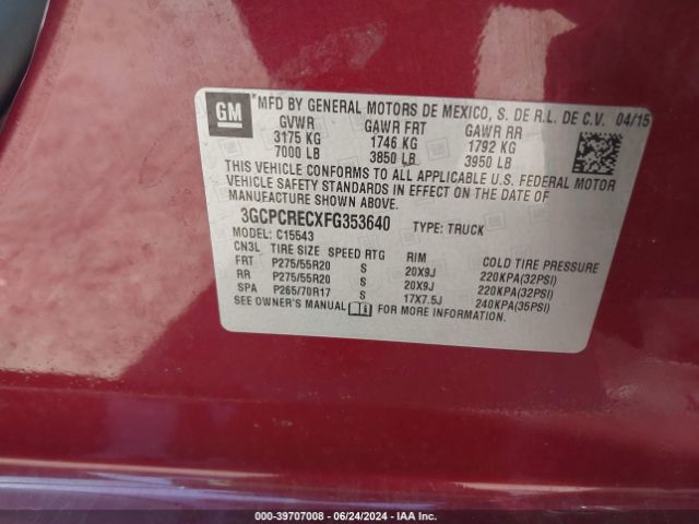 Photo 8 VIN: 3GCPCRECXFG353640 - CHEVROLET SILVERADO 