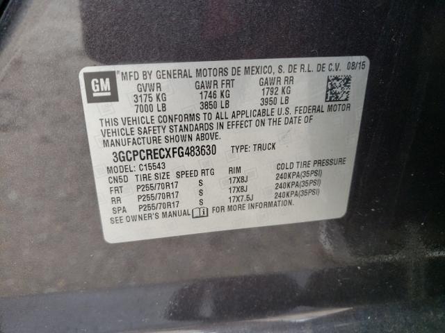 Photo 9 VIN: 3GCPCRECXFG483630 - CHEVROLET SILVERADO 