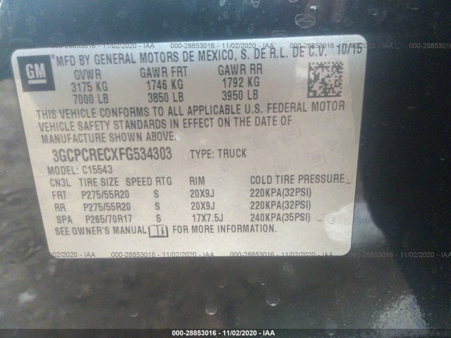 Photo 8 VIN: 3GCPCRECXFG534303 - CHEVROLET SILVERADO 1500 