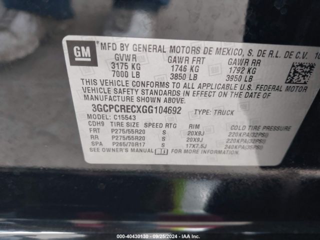 Photo 8 VIN: 3GCPCRECXGG104692 - CHEVROLET SILVERADO 