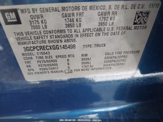 Photo 8 VIN: 3GCPCRECXGG145498 - CHEVROLET SILVERADO 1500 