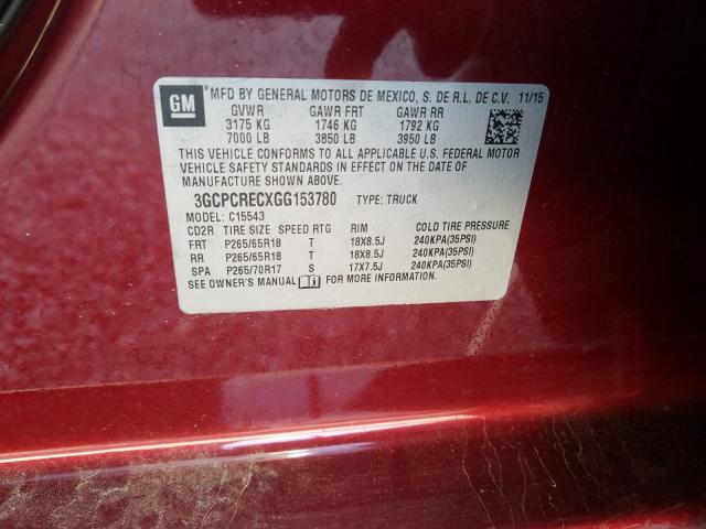 Photo 9 VIN: 3GCPCRECXGG153780 - CHEVROLET SILVERADO 