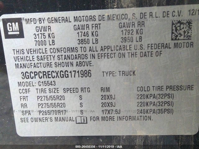 Photo 8 VIN: 3GCPCRECXGG171986 - CHEVROLET SILVERADO 1500 