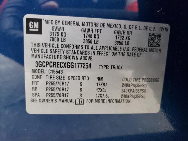 Photo 9 VIN: 3GCPCRECXGG177254 - CHEVROLET SILVERADO 