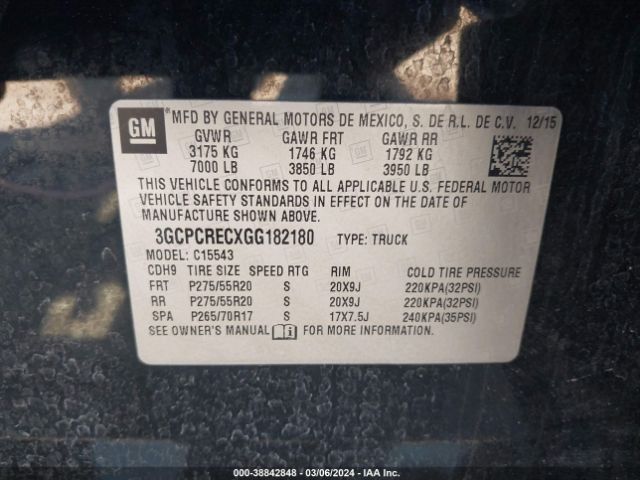 Photo 8 VIN: 3GCPCRECXGG182180 - CHEVROLET SILVERADO 