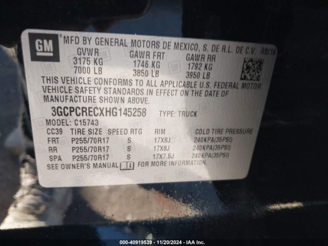 Photo 8 VIN: 3GCPCRECXHG145258 - CHEVROLET SILVERADO 