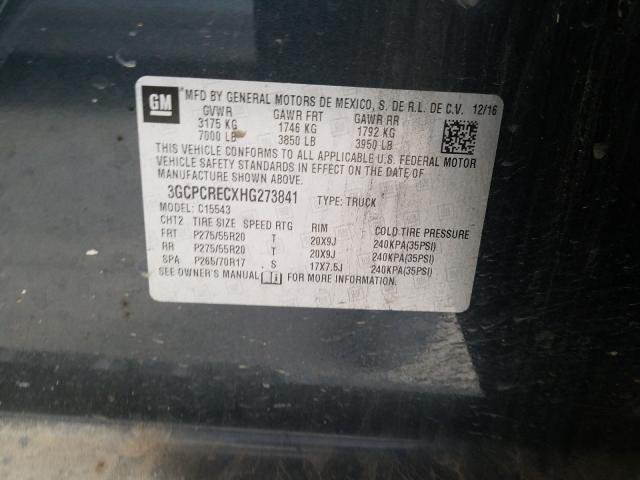 Photo 9 VIN: 3GCPCRECXHG273841 - CHEVROLET SILVERADO 