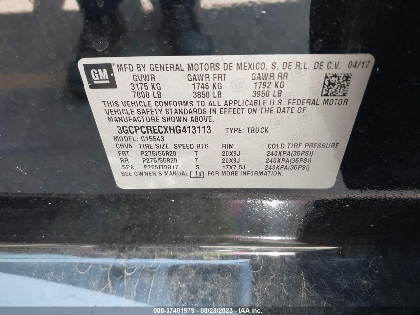 Photo 8 VIN: 3GCPCRECXHG413113 - CHEVROLET SILVERADO 