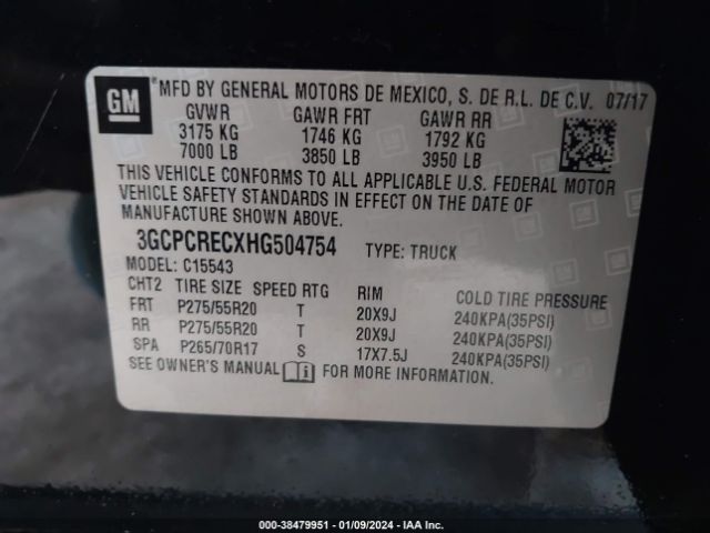 Photo 8 VIN: 3GCPCRECXHG504754 - CHEVROLET SILVERADO 1500 