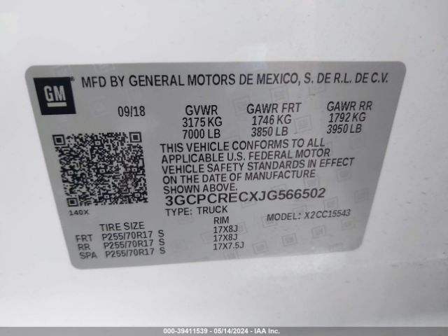 Photo 8 VIN: 3GCPCRECXJG566502 - CHEVROLET SILVERADO 1500 