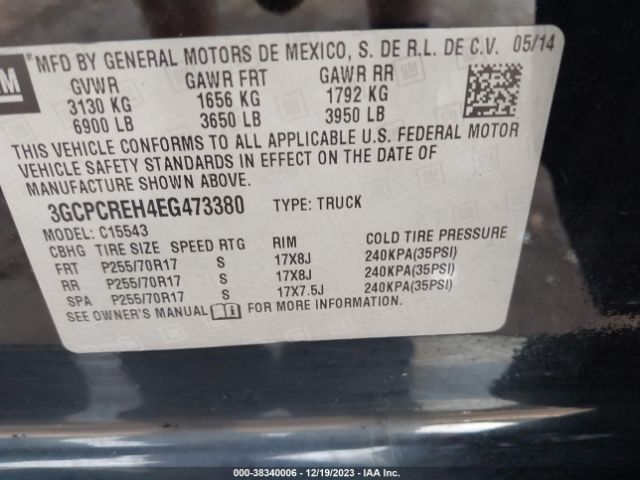 Photo 8 VIN: 3GCPCREH4EG473380 - CHEVROLET SILVERADO 1500 