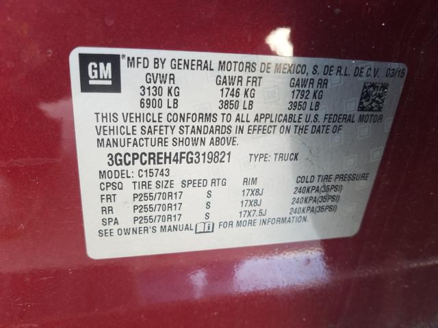 Photo 9 VIN: 3GCPCREH4FG319821 - CHEVROLET SILVERADO 