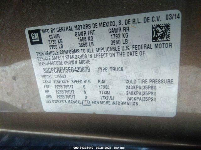 Photo 8 VIN: 3GCPCREH5EG420879 - CHEVROLET SILVERADO 1500 