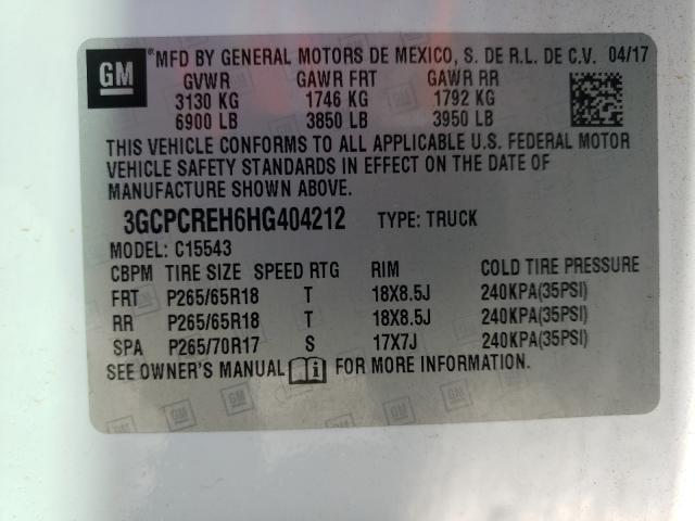 Photo 9 VIN: 3GCPCREH6HG404212 - CHEVROLET SILVERADO 