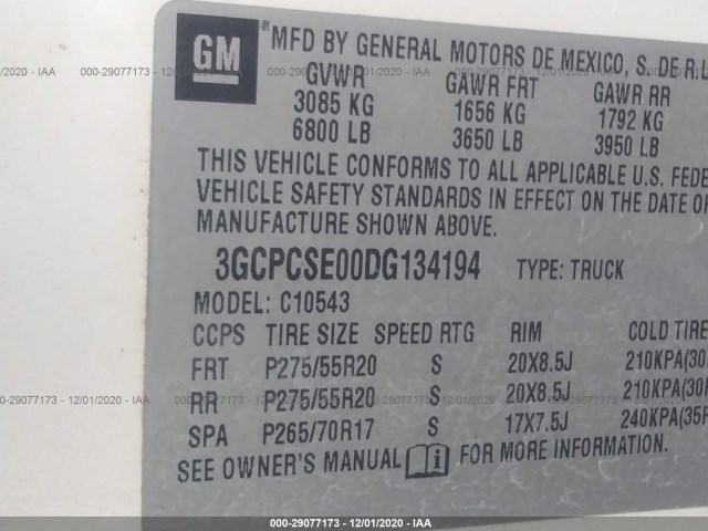 Photo 8 VIN: 3GCPCSE00DG134194 - CHEVROLET SILVERADO 1500 