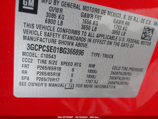 Photo 8 VIN: 3GCPCSE01BG366896 - CHEVROLET SILVERADO 1500 