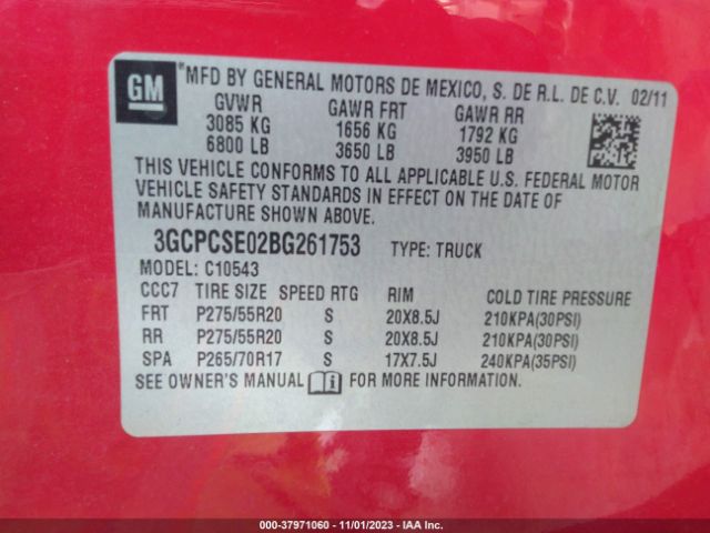 Photo 8 VIN: 3GCPCSE02BG261753 - CHEVROLET SILVERADO 1500 