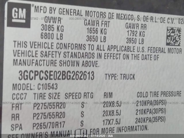 Photo 8 VIN: 3GCPCSE02BG262613 - CHEVROLET SILVERADO 1500 