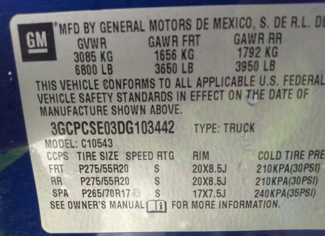 Photo 8 VIN: 3GCPCSE03DG103442 - CHEVROLET SILVERADO 1500 