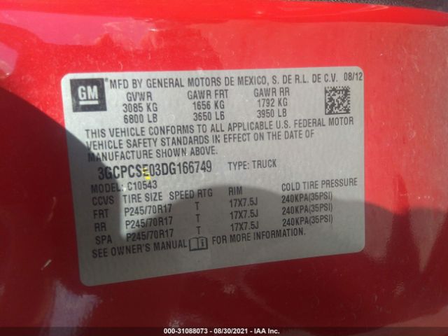 Photo 8 VIN: 3GCPCSE03DG166749 - CHEVROLET SILVERADO 1500 