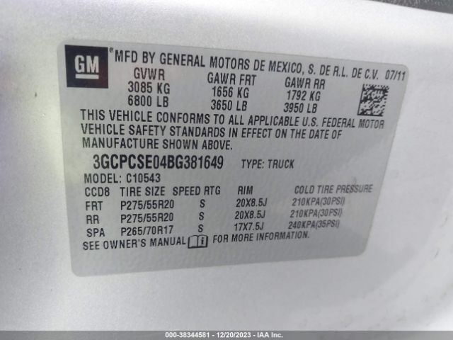 Photo 8 VIN: 3GCPCSE04BG381649 - CHEVROLET SILVERADO 1500 